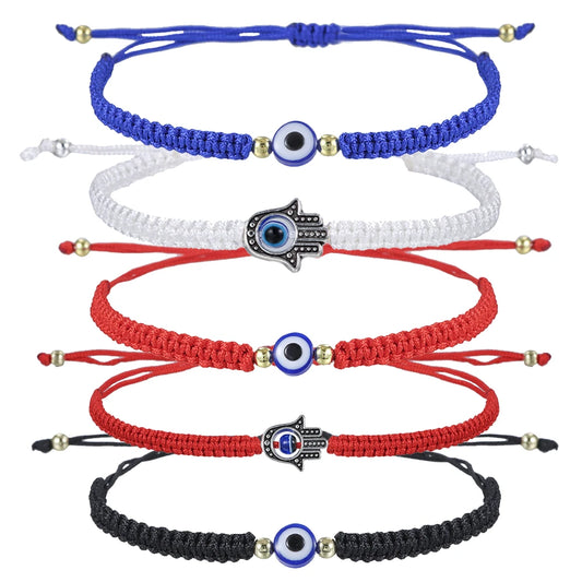 Neue Gebet Hand von Fatima Bösen blick Flechten Armband Rot Schwarz Blau Farbe Nylon Faden Glück Paar Armband Schmuck Männer Frauen