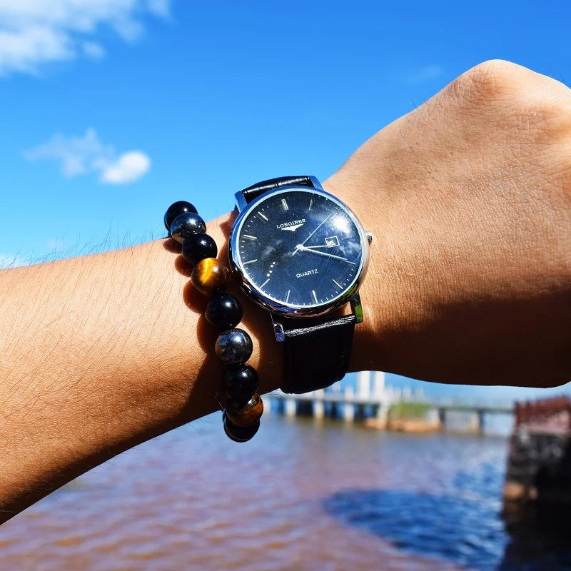 Natürliche schwarze Obsidian Hämatit Tigerauge Perlen Armbänder Männer für magnetische Gesundheitsschutz Frauen Soul Schmuck Pulsera Hombre