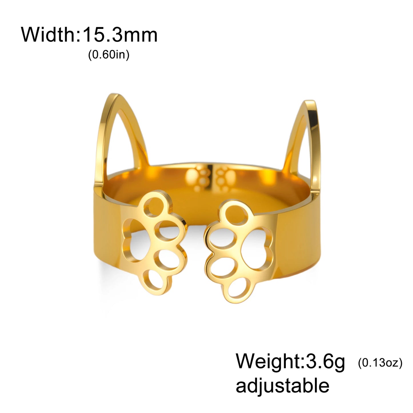 Cazador Niedliche Katze, Kätzchen, Ohren, Pfoten, Fußabdrücke, Damenring, Edelstahl, Tier, verstellbare Fingerringe, Party-Schmuck, 2025, Geschenk