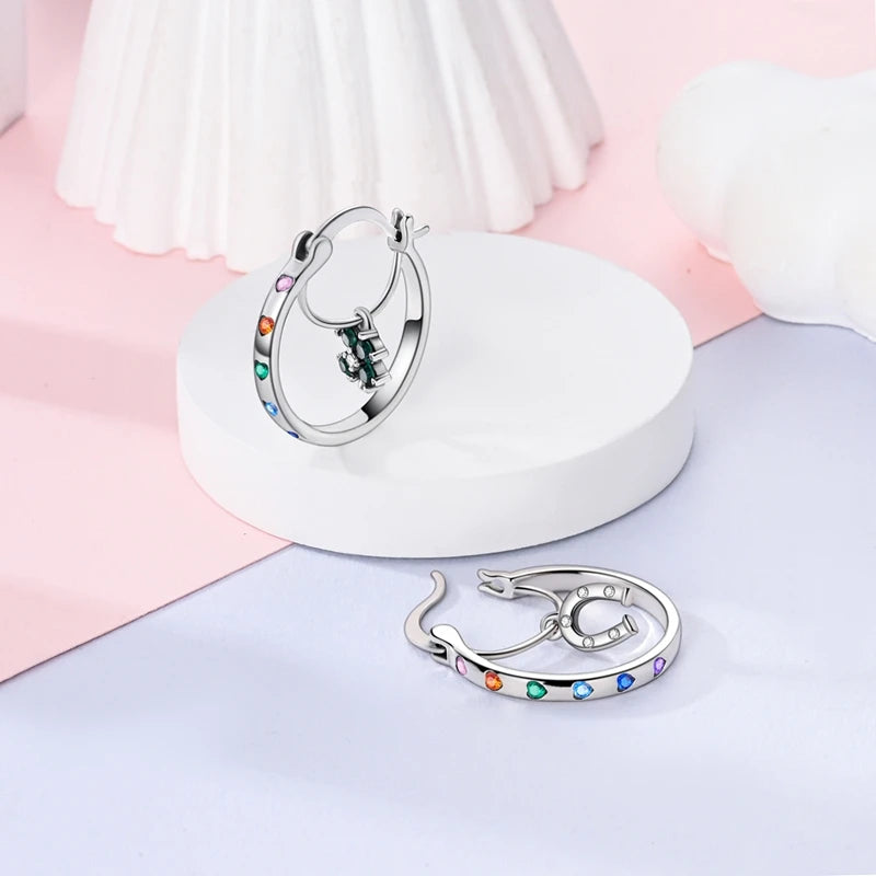 MULA 925 Sterling Silber Klee Vintage Gemusterte Ohr Ohrringe Creolen Für Frau Zirkon Original Pendientes Edlen Schmuck