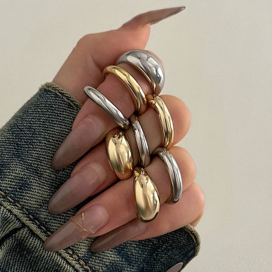 8 Teile/satz Kreative Glatte Wasser Tropfen Ringe für Frauen Vintage Geometrische Einstellbare Open Finger Nagel Ring Paar Mi Zubehör