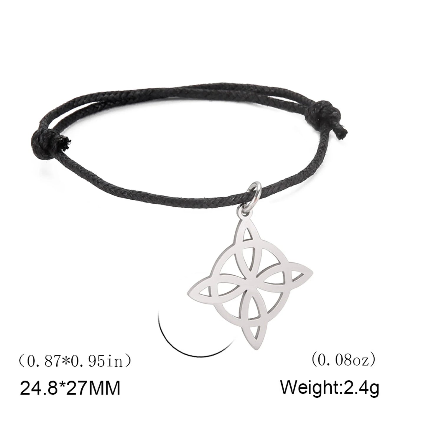 LIKGREAT Armband mit irischem Hexenknoten für Damen und Herren, keltischer Knoten, gewebtes Seil, Schmuck, Edelstahl, Amulett, Talisman, Geburtstagsgeschenk