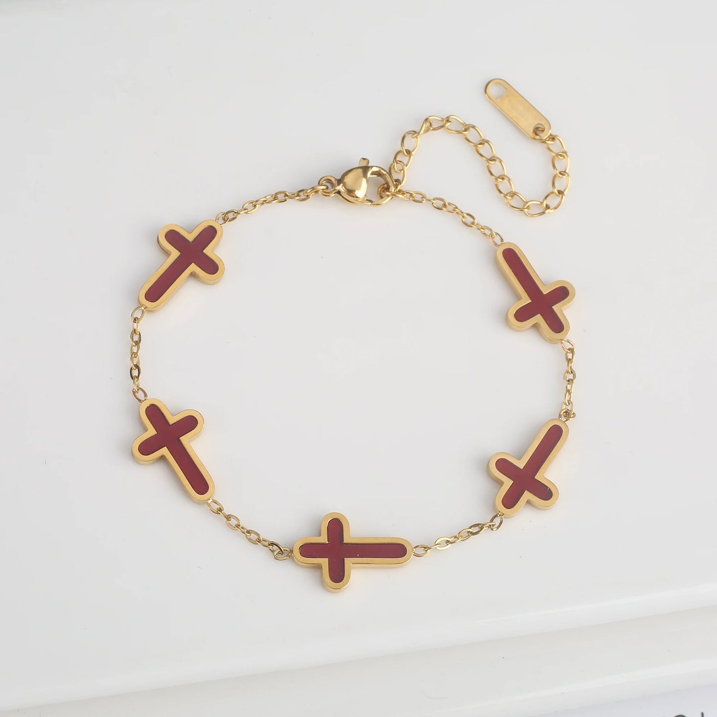 Stilvolles Edelstahl-Gothic-Kreuz-verstellbares Kettenarmband für Mann und Frau, einfache tägliche Party, goldfarbener religiöser Schmuck