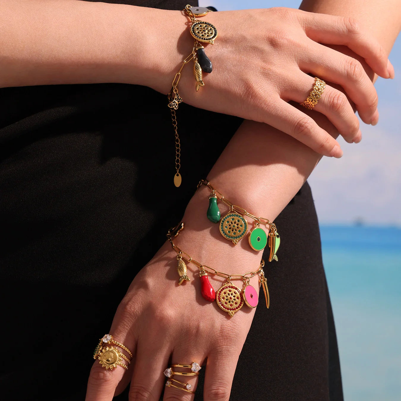 Ethnische Quaste Wasserdichte Armband Für Frauen Weibliche Armreifen Vergoldet Edelstahl Böhmen Luxus Schmuck