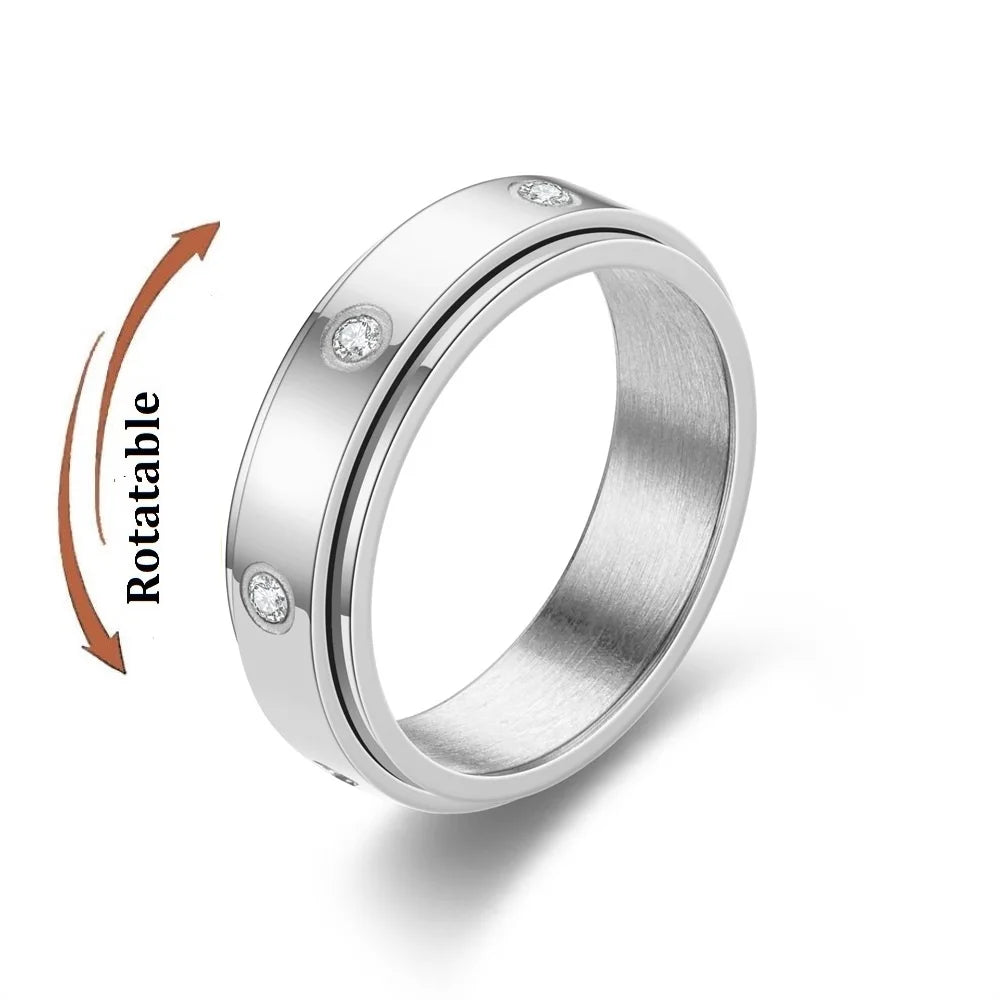 Edelstahl rotierende Angst Fidget Spinner Ringe für Paare Sorgen Stress Relief Metall Rock Band Ring Anillo Antiestres