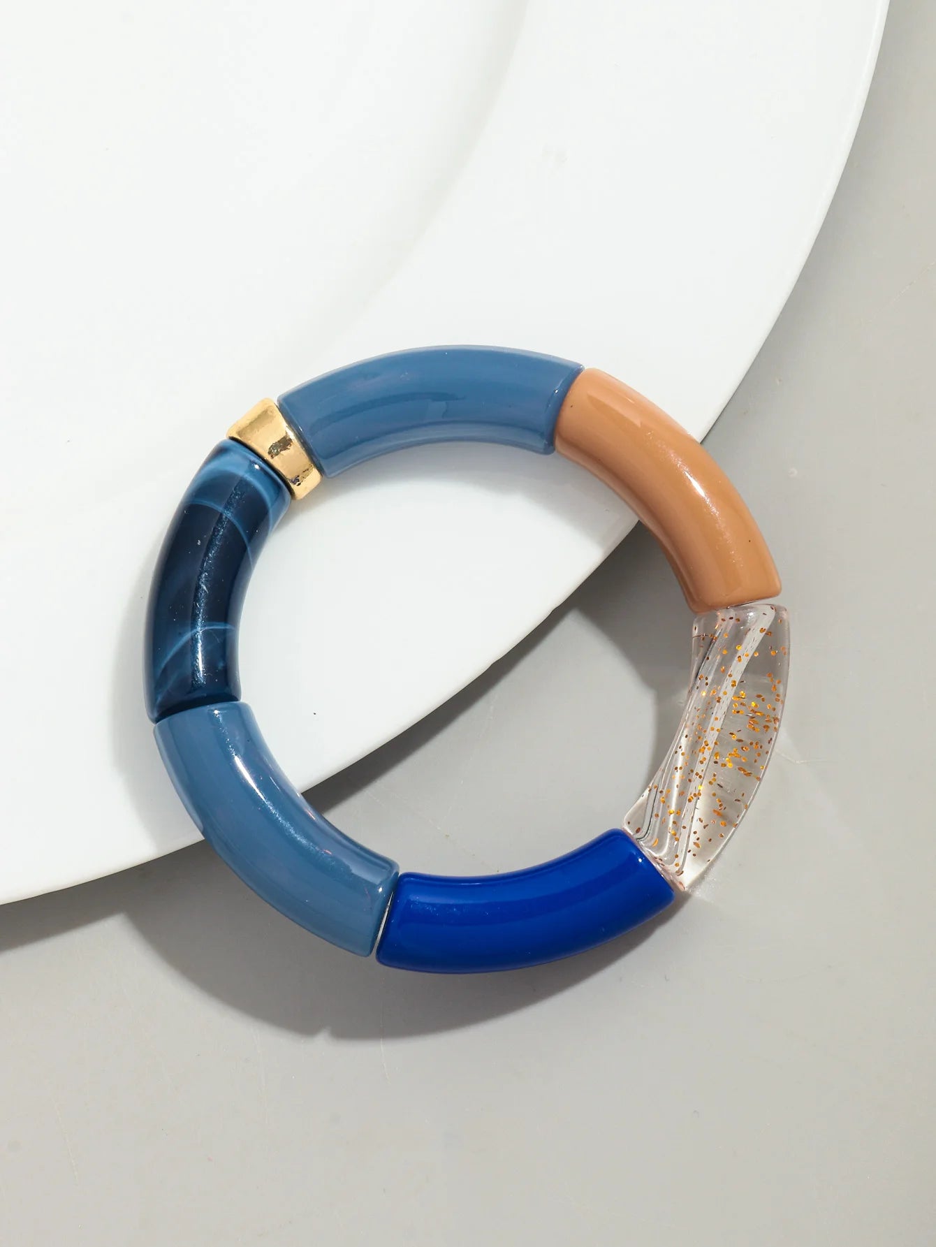 Bohomia Acryl-Design-Stil, klobiges Bambus-Stapelarmband für Damen, Boho, elastisch, bunt, Röhrenperlen, Armbänder 2024, Schmuck