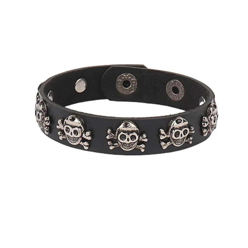 Punk-Lederarmband für 90er-Jahre-Männer und Frauen, Nieten-Manschettenarmband, verstellbares schwarzes Lederarmband, Metallbesatz, Schmuck, Geschenk