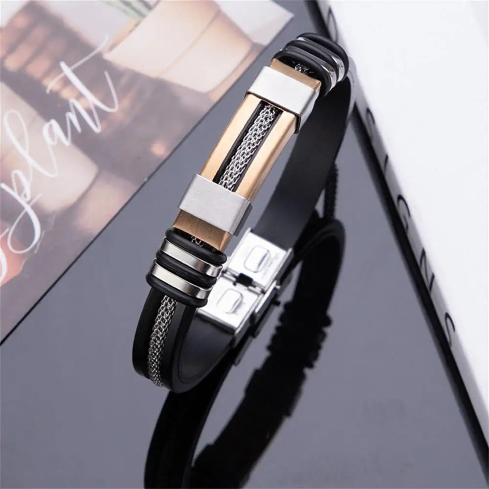Edelstahl Armband Männer schwarz Armband Armreifen Schmuck Zubehör Geschenk Armbänder Frauen lässig Punk Armband Armreif