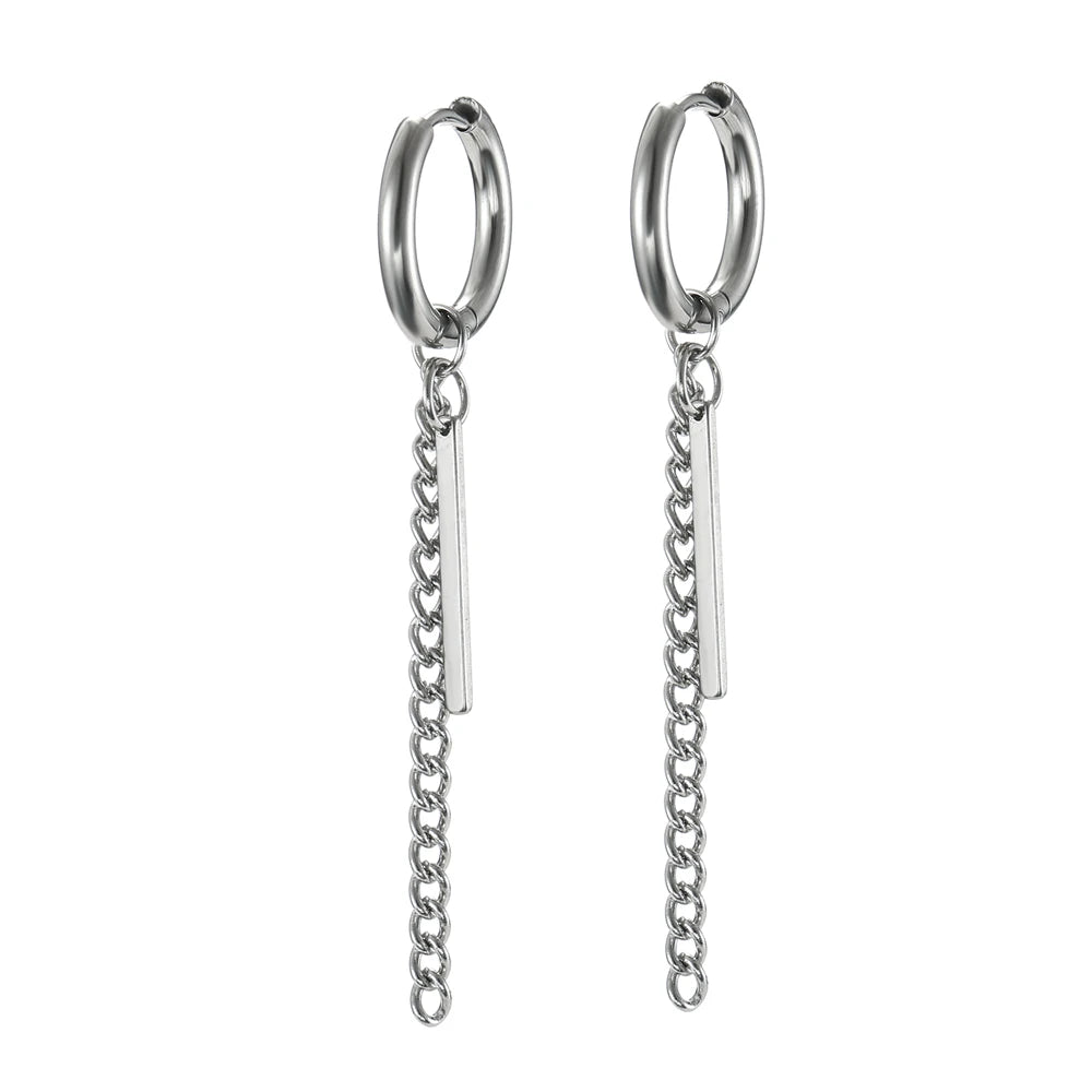 Amaxer minimalist ischen Stick Kette Ohrringe Edelstahl Quaste Creolen für Frauen Büro Dame Temperament Schmuck Geschenk