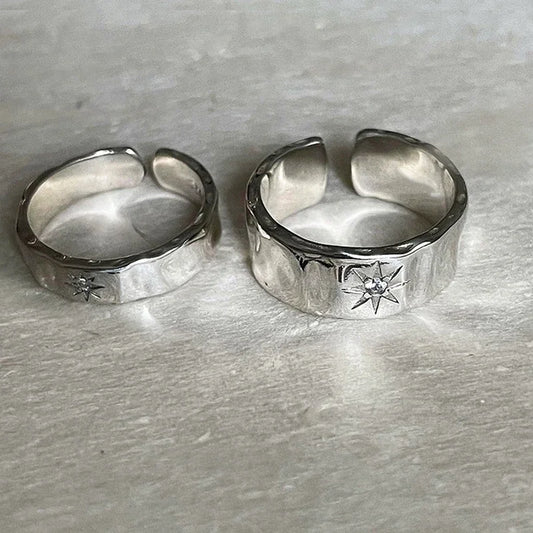 Y2K Öffnung Ring Paar Punk Unregelmäßige Sterne Mond Finger Ringe Liebhaber Handgemachte Design Schmuck Frauen Männer Hip Hop Party Geschenke