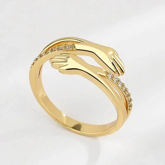 2024 neue Umarmung ringe für Frauen Edelstahl geometrische Umarmung Paar verstellbare Frauen Ring Hochzeit Weihnachten ästhetischen Schmuck Geschenk
