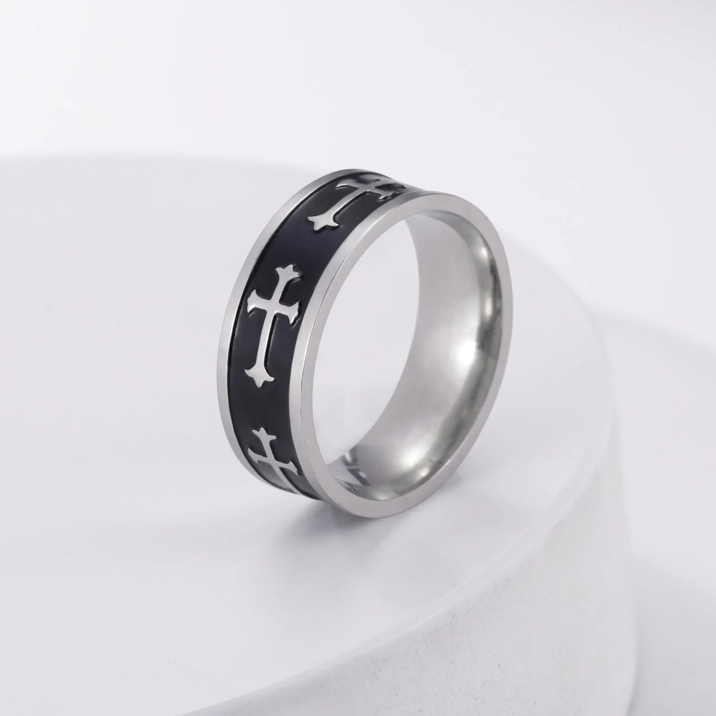Hipee Trend personal isierte Hip Hop Edelstahl Paar Ringe Kreuz Männer Ring Verlobung Hochzeits geschenk Modeschmuck