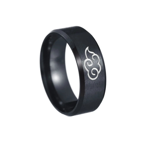 Edelstahl Anime Cosplay Cloud Ringe Für Männer Frauen Schwarz Matte Ring Punk Harajuku Anime Paar Cosplay Schmuck