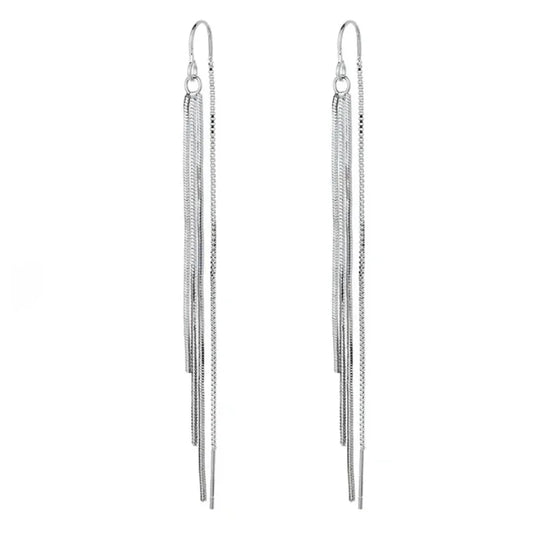 VIVILADY 925er Silber, drei lange Ketten, Quasten, baumelnde Ohrringe für modische Frauen, edler Schmuck, minimalistische Accessoires