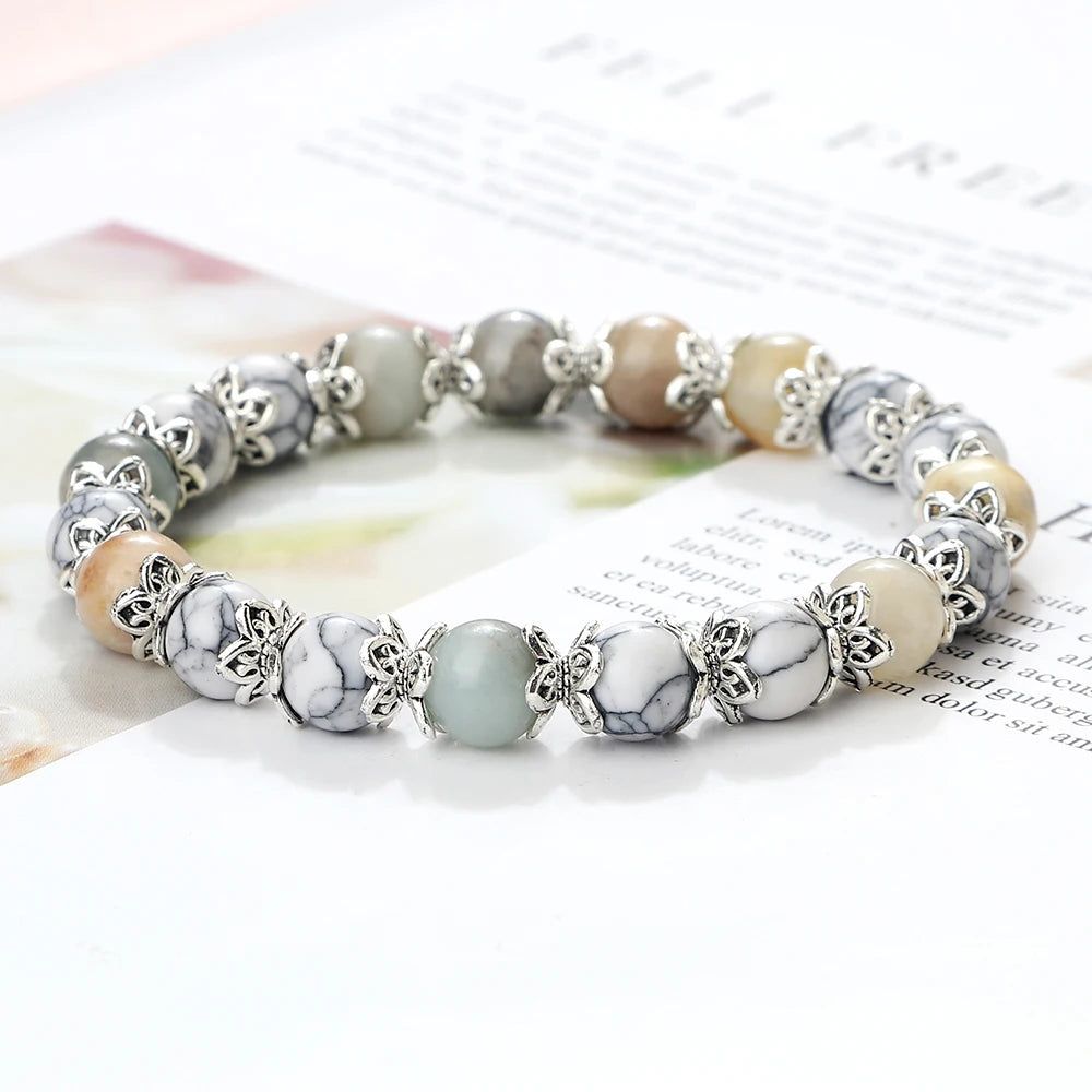 Gebet Lotus Legierung Spacer Perlen Armband 8mm Natürliche Cat Eye Streifen Achat Perlen Armreif Kette Pulsera Schmuck Geschenk für freund Neue