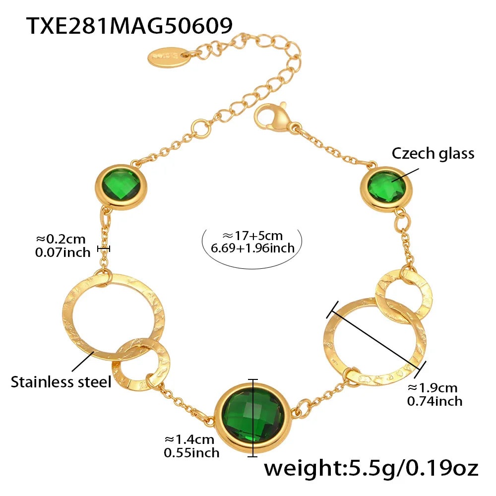 Nivora Kreative Hohle Runde Kette Armband Für Frauen Edelstahl Bunte Glas Charme Armbänder, Verlobung, Hochzeit Schmuck