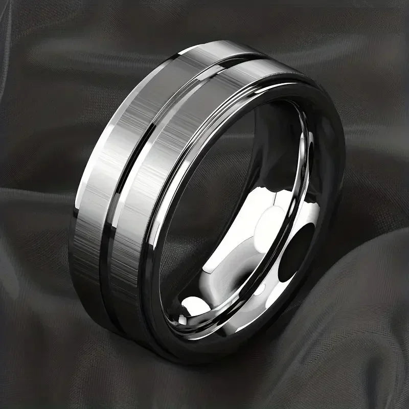 Schwarzer Wolframkarbid-Ring für Herren, gebürstet, schwarz, Ehering für Herren, Verlobungsringe für Herrenschmuck, 8 mm Edelstahl