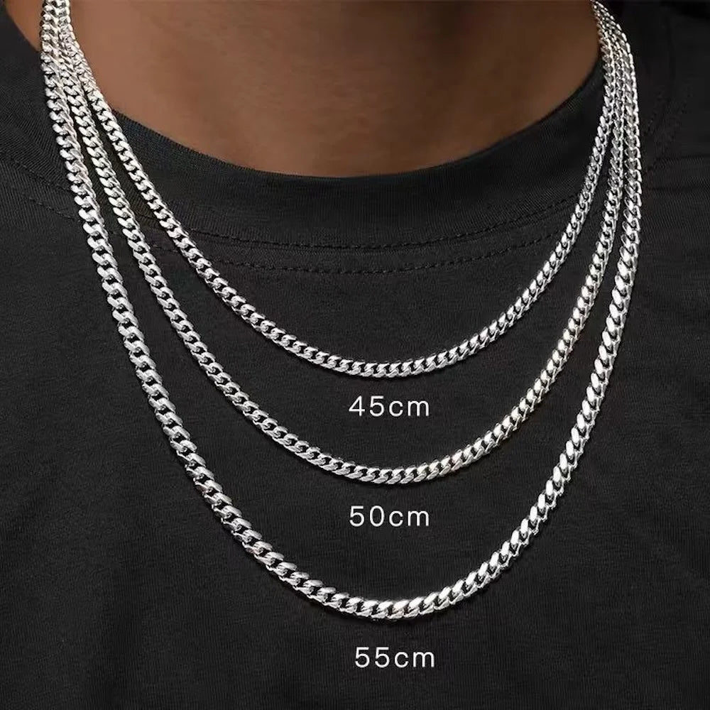Grundlegende Punk Edelstahl 3,5,7mm Curb Kubanischen Halsketten Für Männer Frauen Schwarz Gold Farbe Link Kette Colliers solide Metall Schmuck