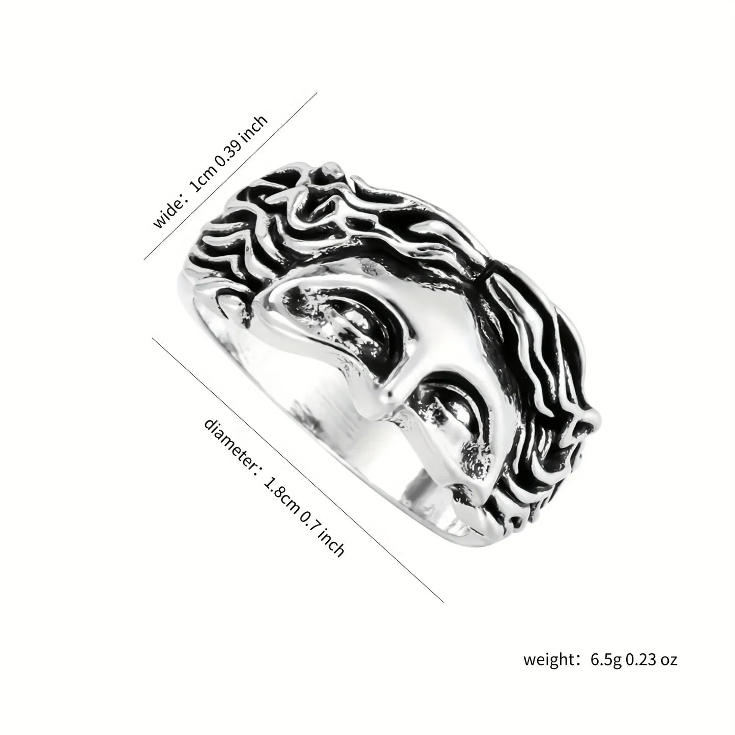 Vintage Gold Farbe Jesus Halbe Gesicht Offenen Ring für Männer Frauen Retro Religiöse Glaube Schmuck Reinem Kupfer Finger Ringe Bands Geschenke