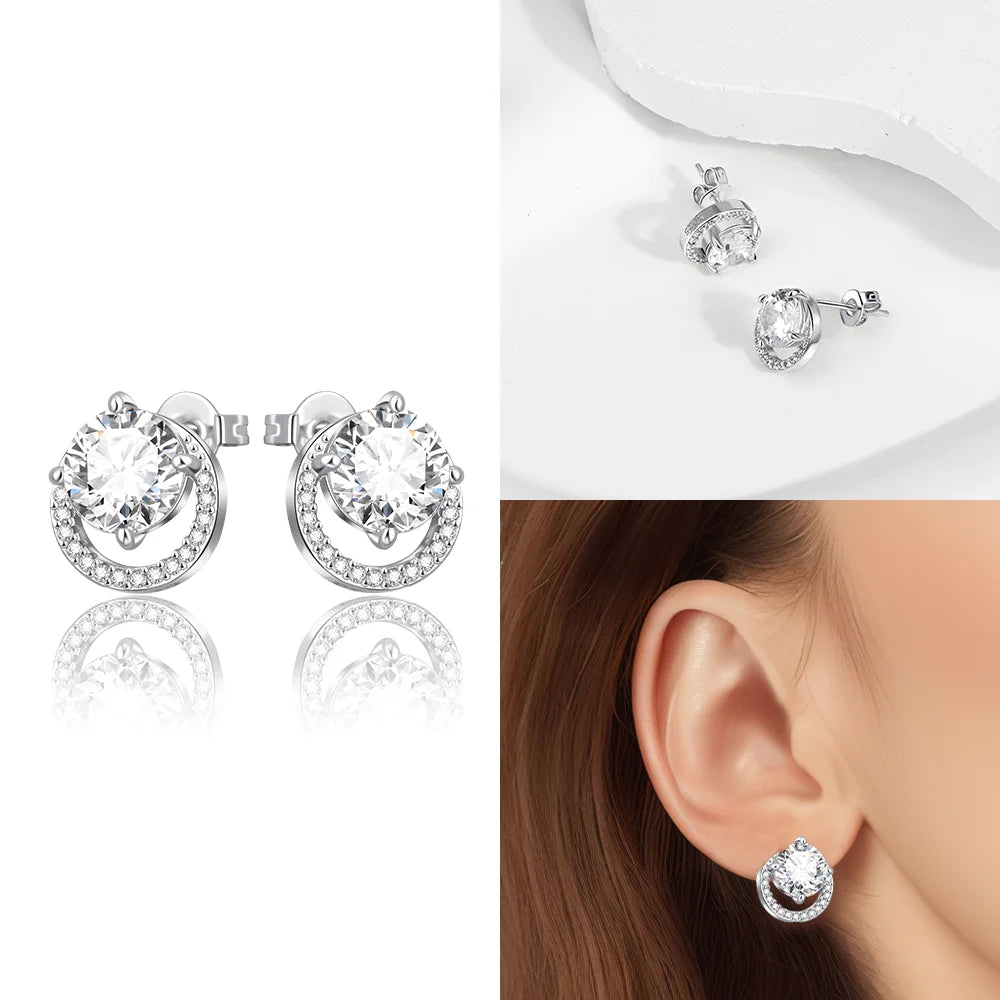 Schmetterlings-Ohrringe, Original 925er Silber, rosa Schleife, Herz, Zirkon, Stern, Blume, Ohrstecker, Damen, Schmuck, Geschenk, Liebe, Valentinstag-Set