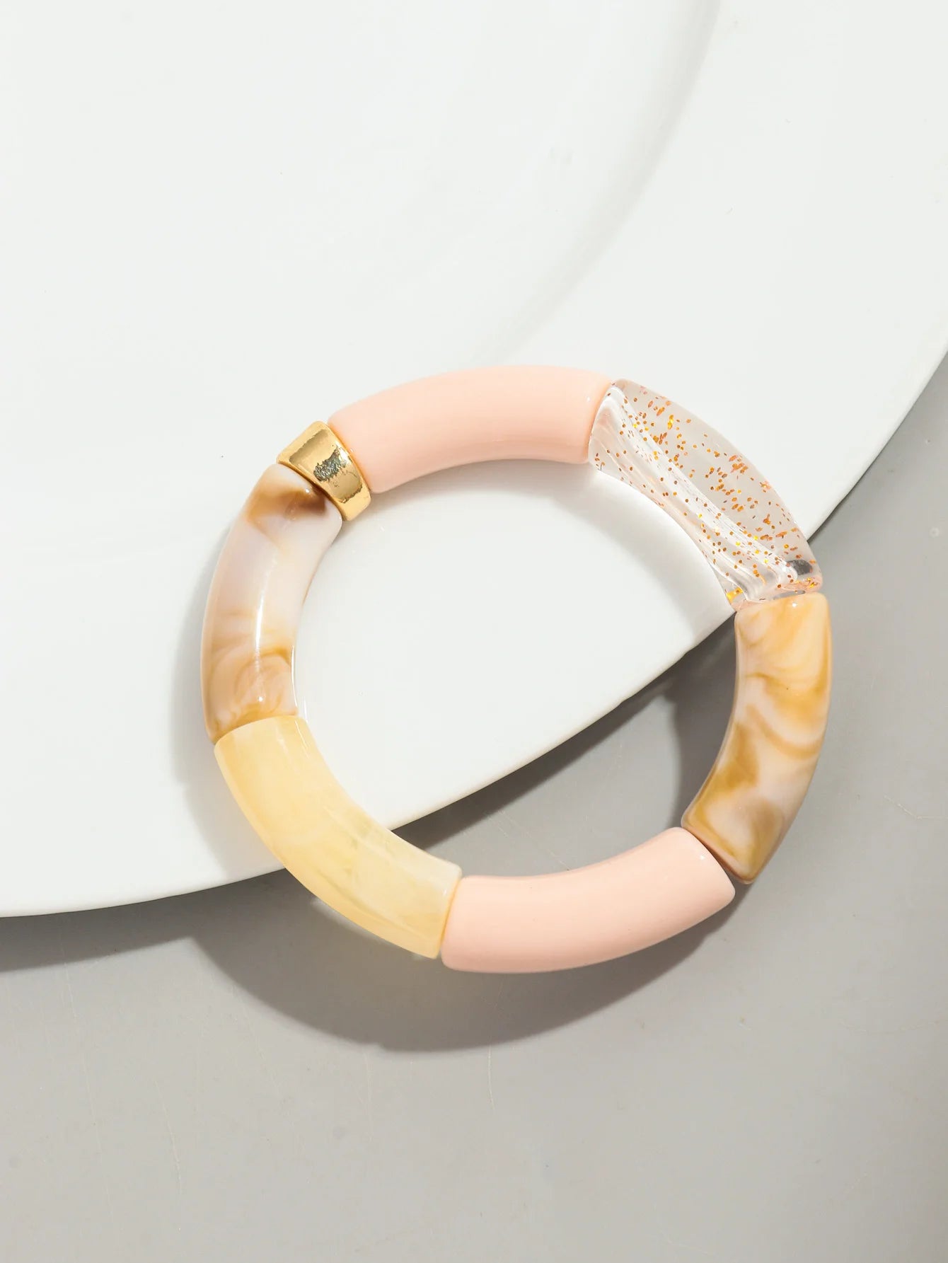Bohomia Acryl-Design-Stil, klobiges Bambus-Stapelarmband für Damen, Boho, elastisch, bunt, Röhrenperlen, Armbänder 2024, Schmuck