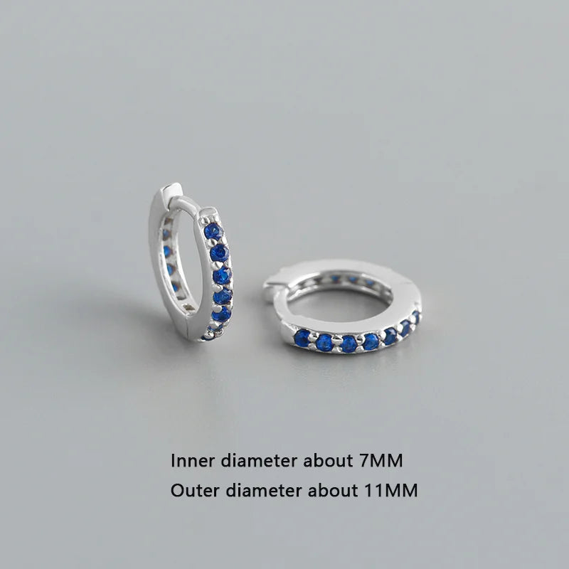 WANTME 925 Sterling Silber Einfache Farbe Zirkon Huggies 8,8mm Ohr Creolen für Frauen Mode Überzogene 18 k Gold Charms schmuck