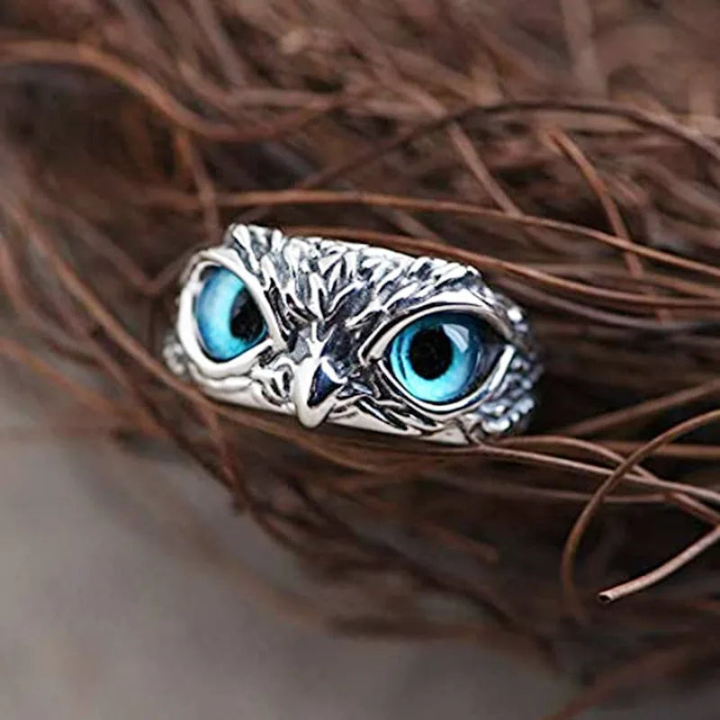 Neue Vintage Böse Augen Eule Ringe für Frauen Männer Liebhaber Paar Anillos Rock Offen Einstellbar Kreative Übertrieben Weihnachten Schmuck