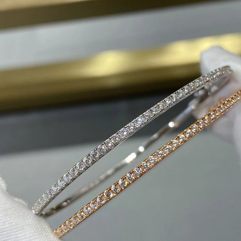 Qualität Marke Reinem 925 Sterling Silber Schmuck Für Frauen Gold Armreif Bewegen Diamant Armreif Hochzeit Schmuck Um Niet 6 cm armreif