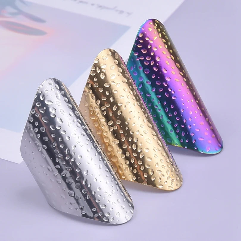 1/2/3 stücke mischen Farbe klobigen breiten Ring offene Edelstahl ringe für Frauen Männer Accessoires unregelmäßige Oberfläche kpop Modeschmuck