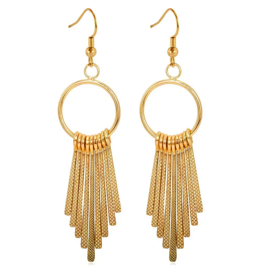 Lange kurze Quaste Gold/Silber Farbe Tropfen Ohrringe für Party Festival Geburtstags geschenke qc24