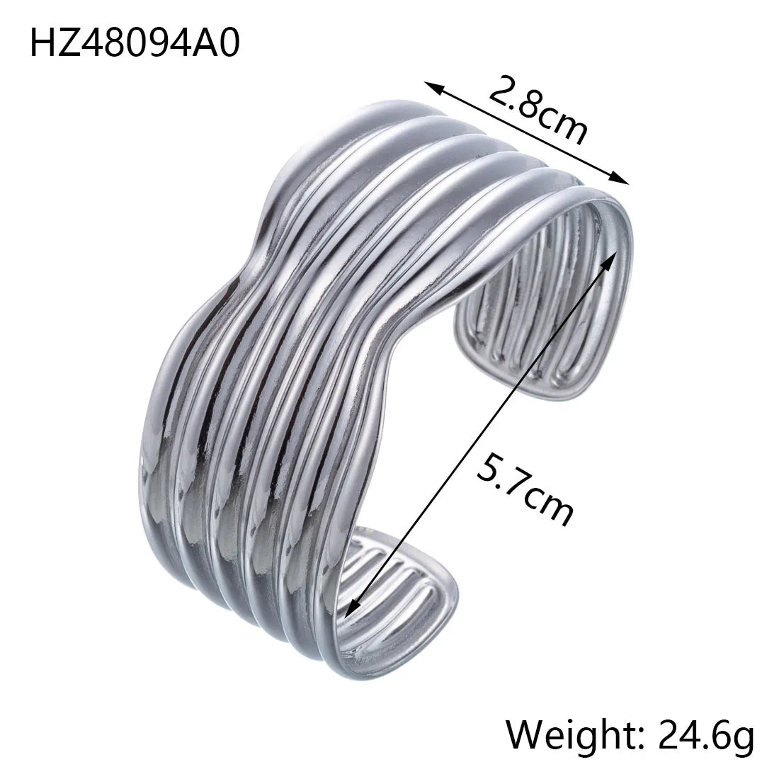 CARLIDANA Minimalistisches, hochwertiges neues Design, PVD-Silberfarbe, Edelstahl, modische Manschette, hohle Armreifen, Armband für Frauen