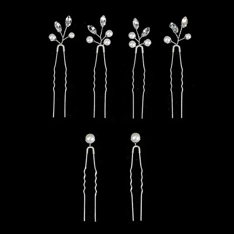 6PCS Beliebte handgemachte Hochzeit Haarnadeln Braut Kristall Perle Blume Haarspange Braut Haarschmuck Zubehör