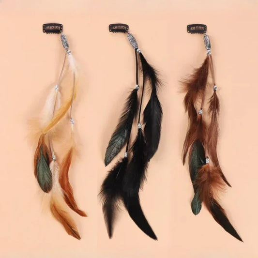 2024 neue Modische Boho Feder Stirnband Perücke Perlen Feder Kopfschmuck Handgemachte Haar Clip Mädchen Haar Zubehör Hohe Qualität