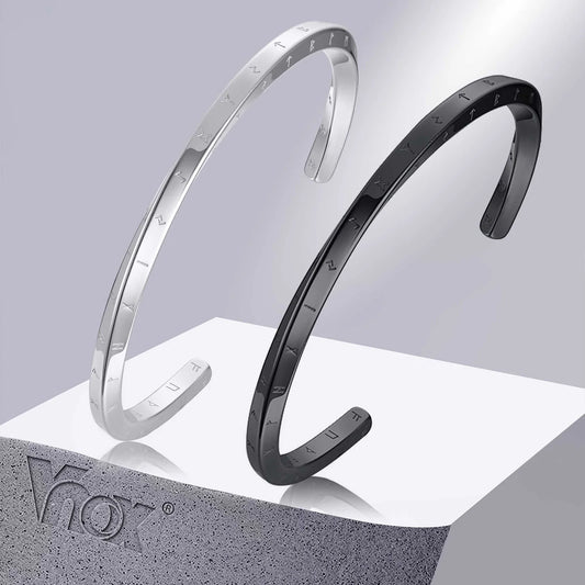 Vnox Retro Nordic Vikings Manschettenarmreif für Männer, Edelstahl Mobius Nordische Mythologie Runen Amulett Schmuck