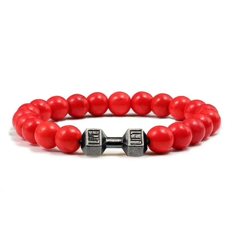 Lava Armband Schwarz Vulkanstein schwarz Matte Hantel Perlen Armbänder Für Frauen Männer Fitness Langhantel Schmuck Herren Armbänder