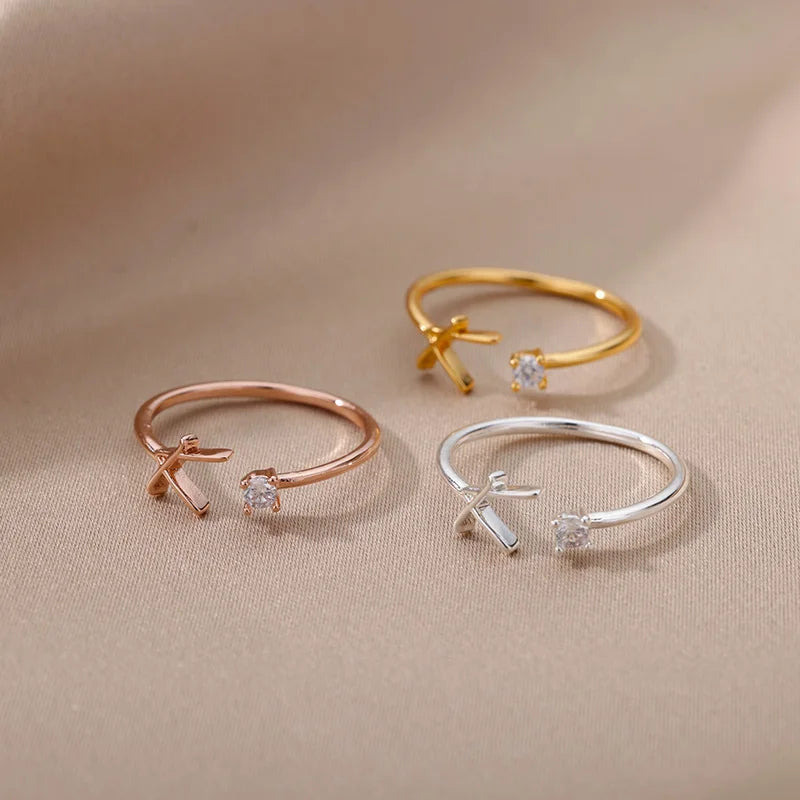 A-Z-Anfangsringe für Frauen, offen, verstellbar, Edelstahl, Ehering, 2025, Trend, Goldfarbe, Paar-Schmuck, Accessoires, Geschenk