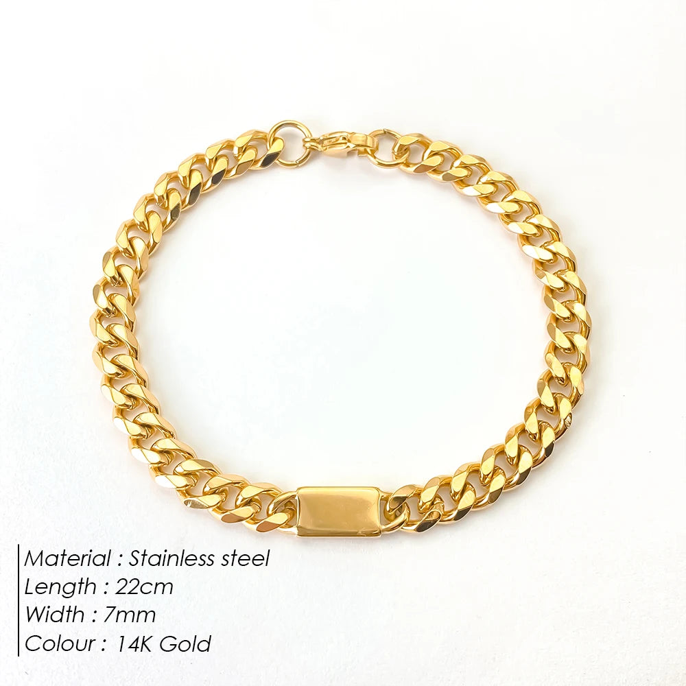 eMancoUnisex Edelstahl Trendy Quadrat Armband Hip-Hop Mode Einfache Kalte Coole Stil Armbänder Hand Schmuck48 Stunden Schiffsm