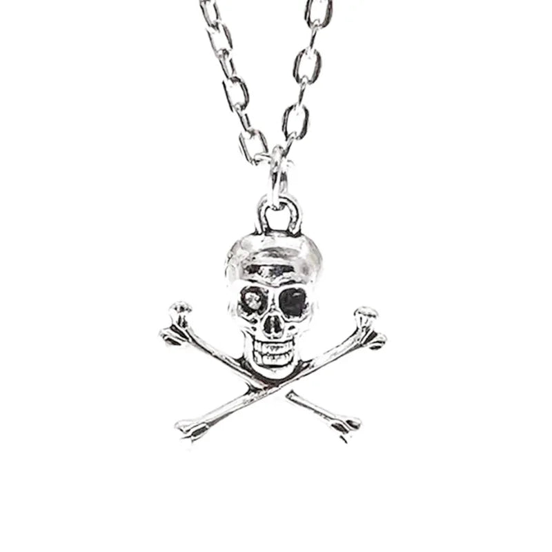Halskette mit Totenkopf-Anhänger für Damen und Herren, Vintage-Kette, Grunge-Schmuck, Gothic-Accessoires, Halsband, Y2k, ästhetischer Feenstern