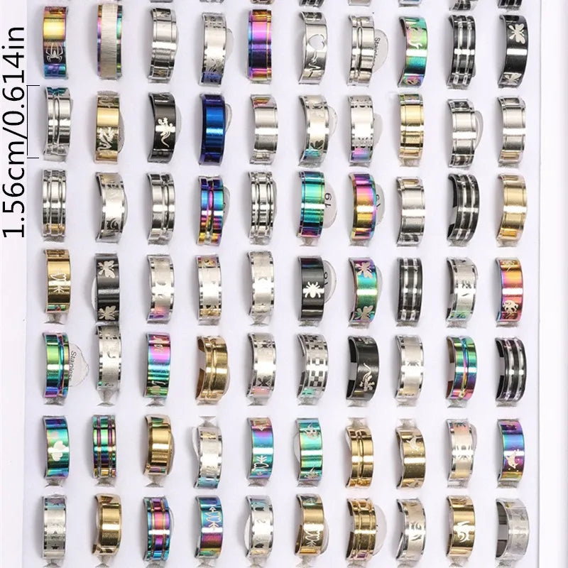 Trendy 10 Teile/paket Trendy Bunte Titan Stahl Ringe für Männer Frauen Titan Finger Ring Hochzeit Party Geschenk Schmuck Großhandel
