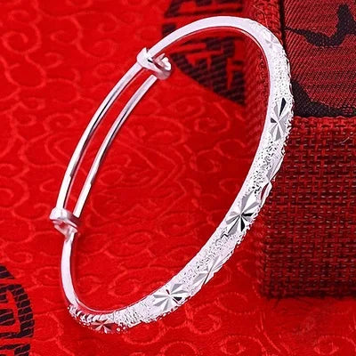 Heiße neue Mode 925 Sterling Silber Armbänder für Frauen Matt glänzende Sterne Armreifen verstellbar Schmuck Hochzeit Party Geschenke