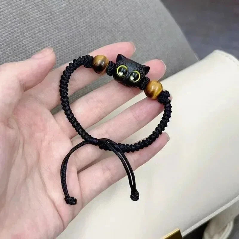 1/2 stücke Nette Natürliche Stein Schwarze Katze Armband Frauen Männer Mode Cartoon Tier Perlen Armbänder Handgemachte Mode Schmuck Geschenke