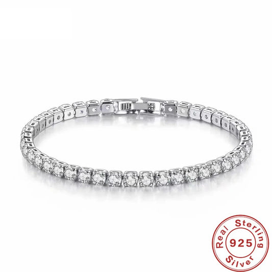 S925 Sterling Silber Armband Zirkonia Tennis Ball Frauen Mode Einfache Verlobung Hochzeit Charme Schmuck 4mm 16-23 cm