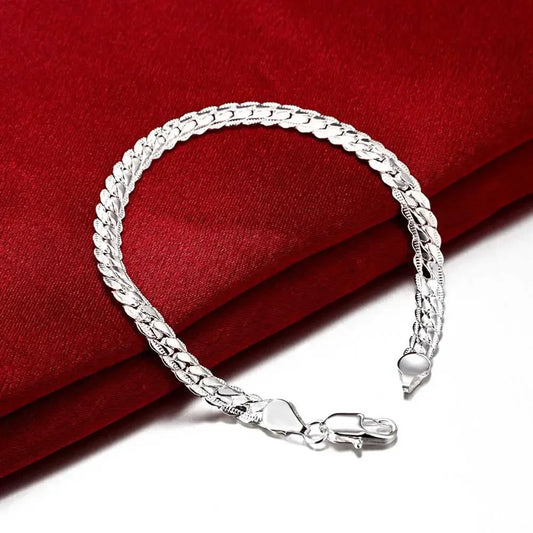 Trend ige 5mm seitliche Kette Sterling Silber Armbänder für Mann Frauen Luxus edlen Schmuck Hochzeits feier Weihnachts geschenke Unisex