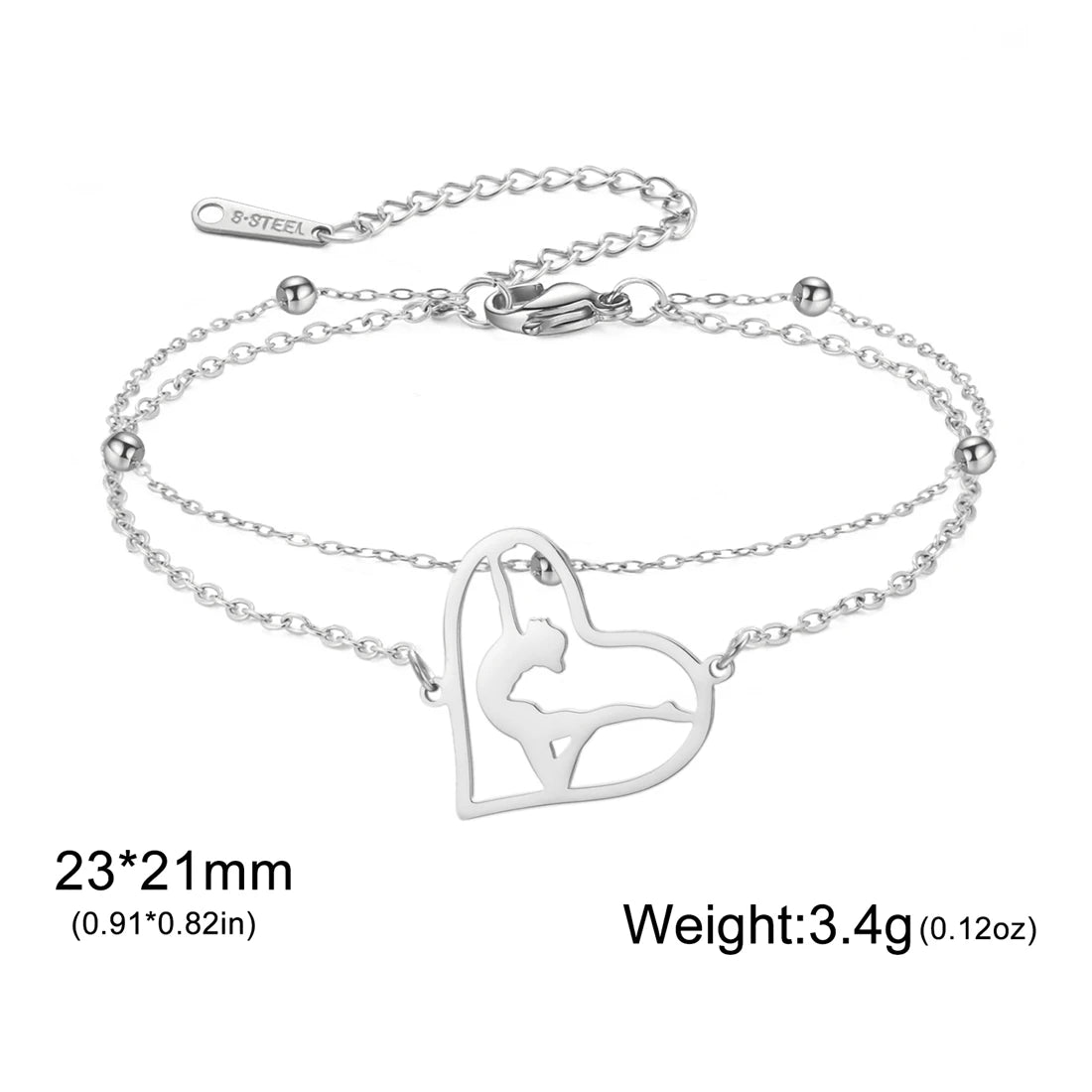 EUEAVAN Edelstahl Gymnastik Armbänder für Frauen Mode Herz Tänzerin Sport Armband Geburtstag Party Schmuck Großhandel
