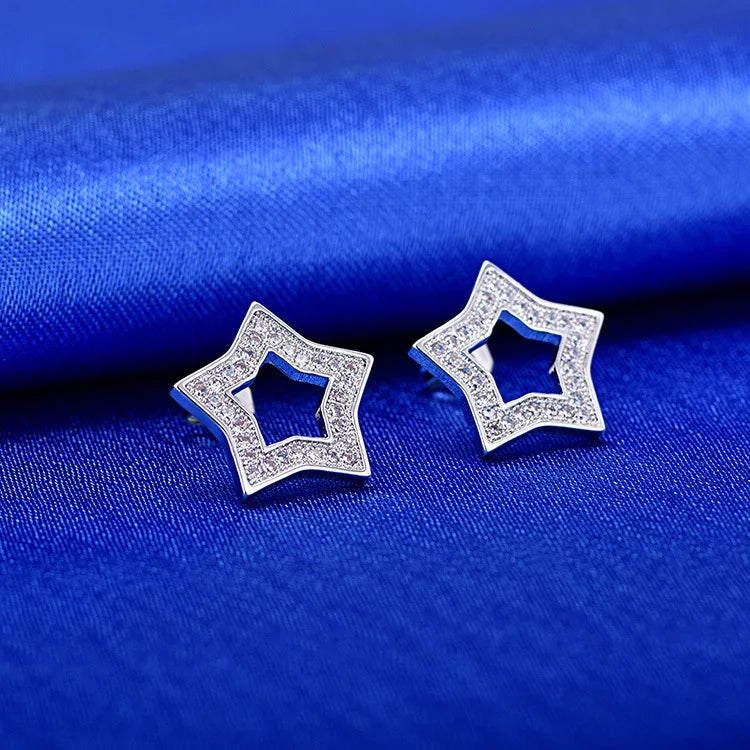 Stern-Ohrstecker aus 925er-Sterlingsilber, AAA-Zirkon, hohe Qualität für Damen, Ohrring, Hochzeit, Modeschmuck, Accessoires, Party-Geschenk