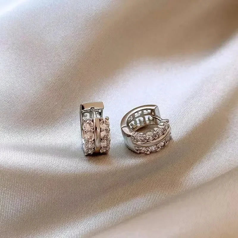 Gold Farbe Überzogene Edelstahl Runde Kreis Ohrringe für Frauen Mode Zirkonia Creolen Schmuck Pendientes Mujer