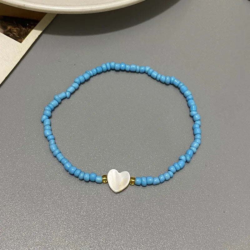 Natur Muschel Liebe Herz Armband für Mädchen Frauen Hand Schmuck Nette Romantische Handgemachte Armband Geschenk für Freund Großhandel