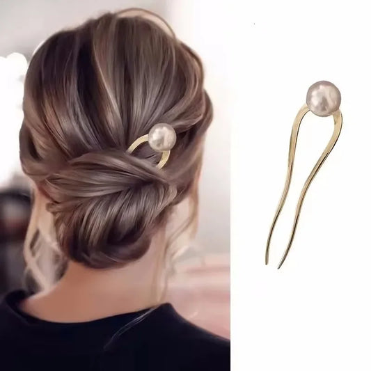 Neue Perle Haarnadeln Koreanische U-förmigen Metall Shell Haar Clip Pins Frauen Mädchen Haar Sticks Brötchen Maker Haar Styling zubehör Geschenke