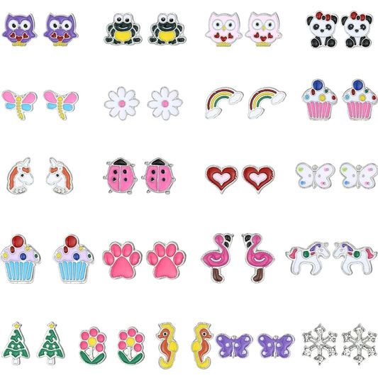 21-teiliges hypoallergene Ohrstecker-Set für Tochter, Mädchen, Schmuck, Geschenke für Mädchen, Kinder, Frauen