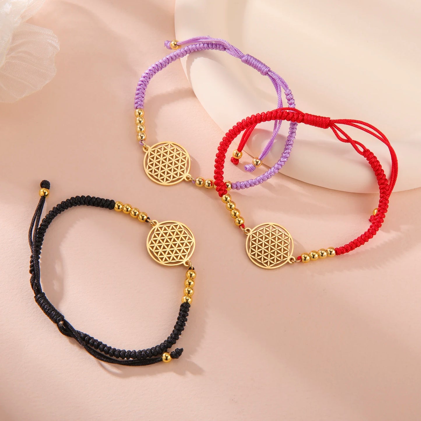 Lucktune Wikinger Blume des Lebens Armband für Frauen Edelstahl Hohl Geometrische Box Kette Handgelenk Armbänder Wicca Schmuck Geschenk